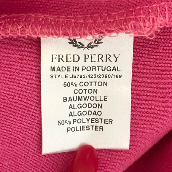 Fred Perry Pink Navy Blue Stripe Zip Up Track Jacket  US Size 4 / UK Size 8 - Picture 8 of 9